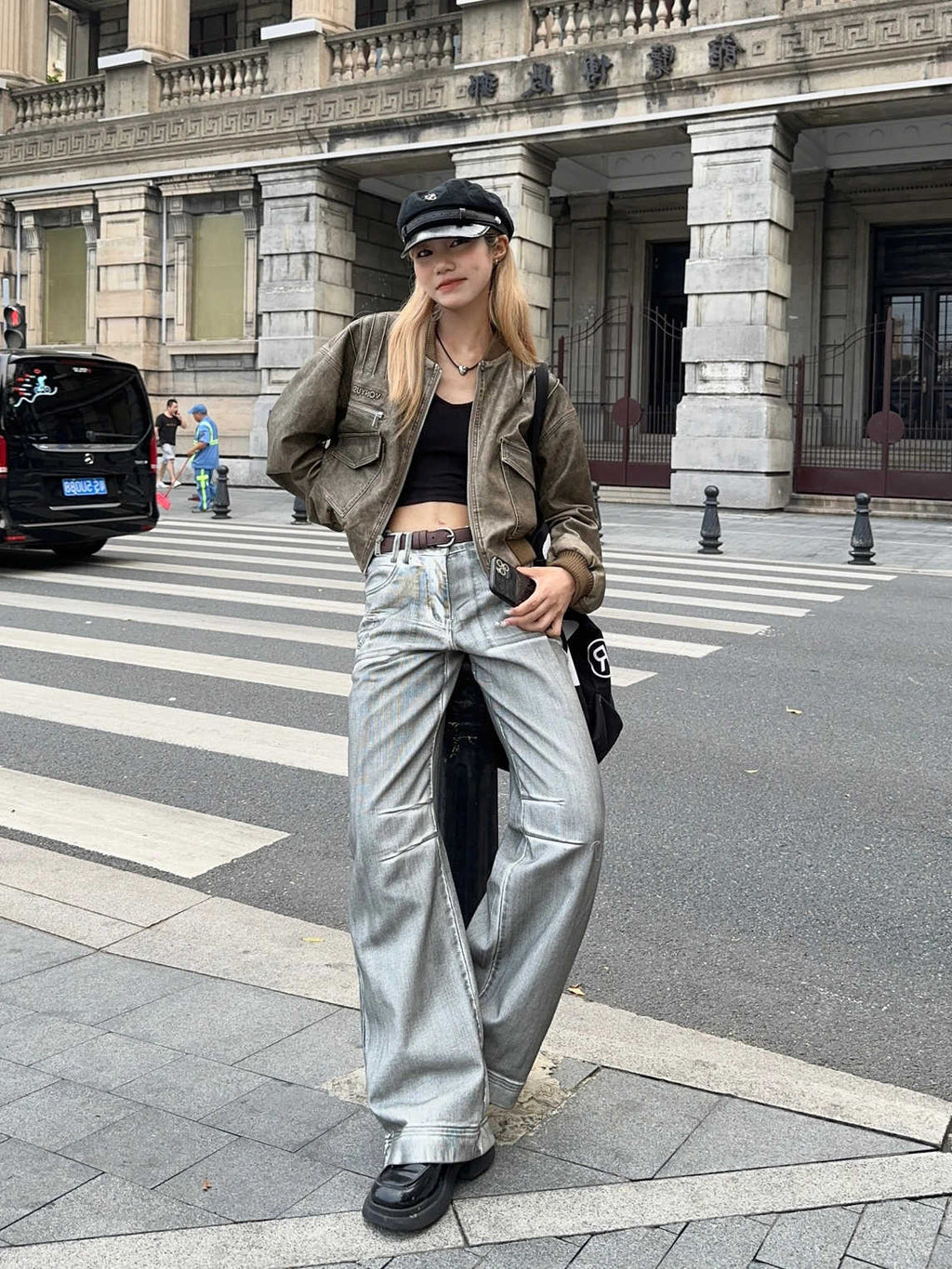 American Retro Rubbing Color To Make Old Straight Jeans