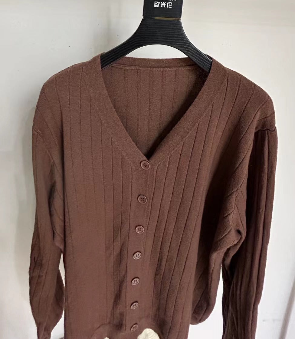 V-neck Sweater Sweater Thin Cardigan Jacket Top For Women