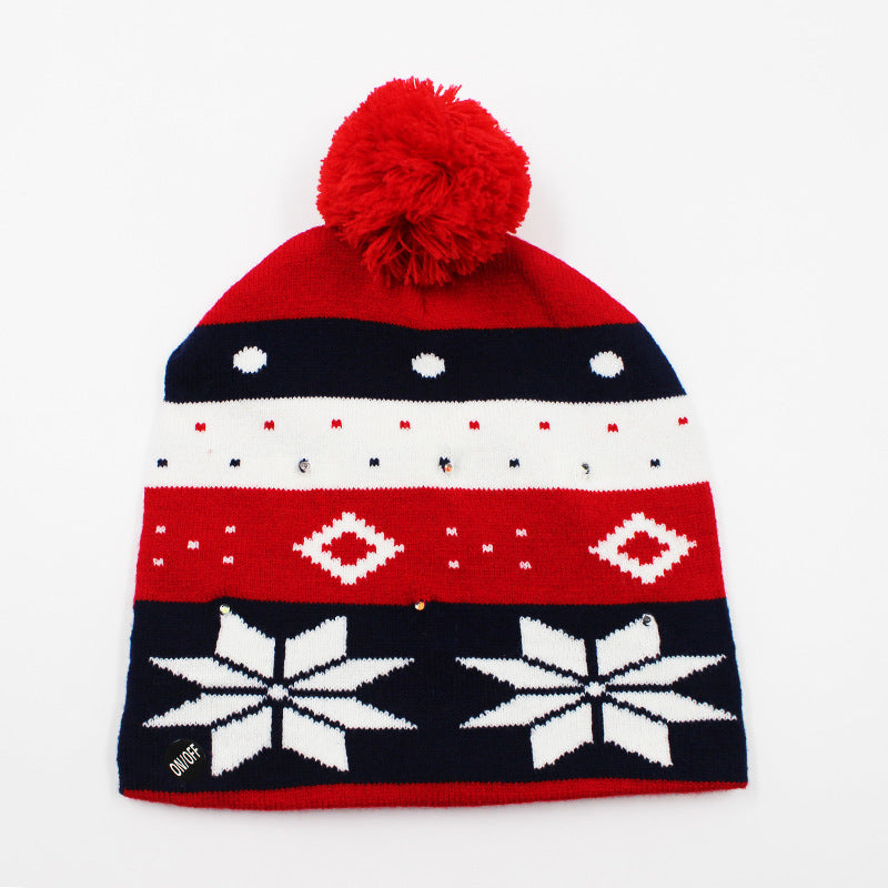 Holiday Party Christmas LED Luminous Knitted Jacquard Knitted Hat