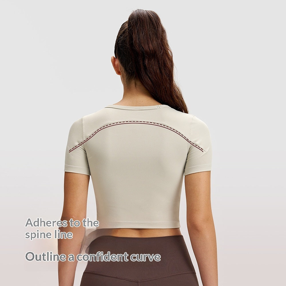 Women's Athletic Short-sleeve Yoga Outfit Outdoor T-shirt Front