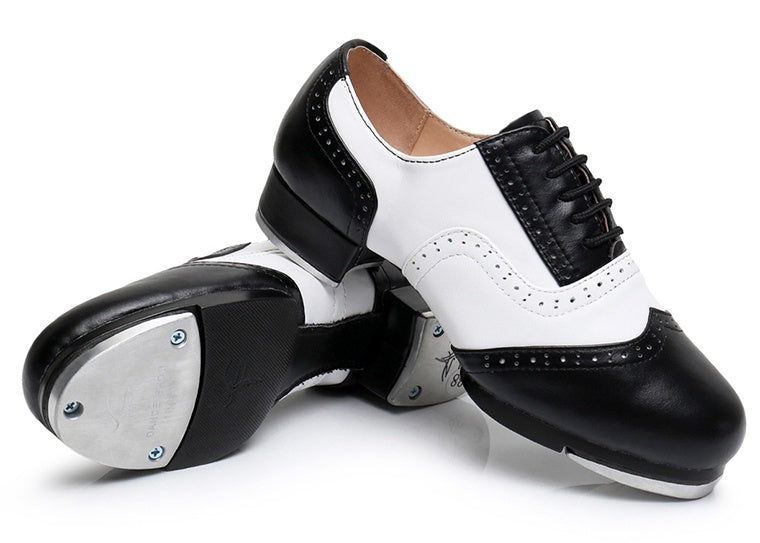 Women's Retro Top Layer Cowhide Soft Bottom Tap Dance Shoes