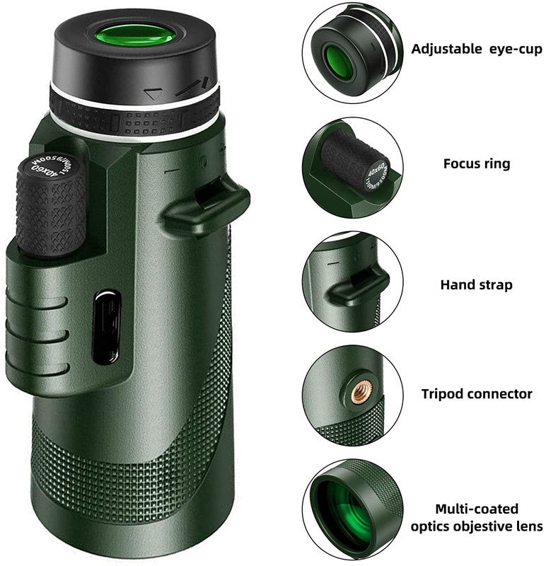 Mobile Phone Camera 40x60 Green Monocular HD