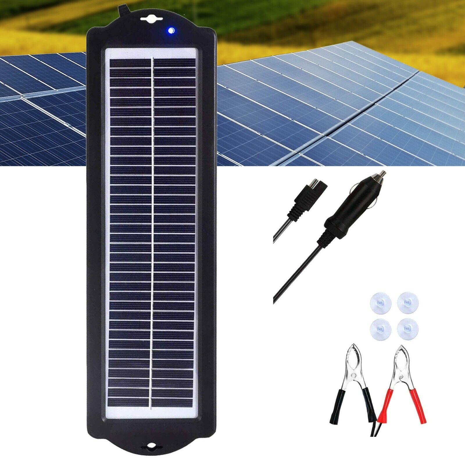 12V 3W Watt Solar Panel Kit Home Trickle Charger Battery Maintainer Caravan Boat