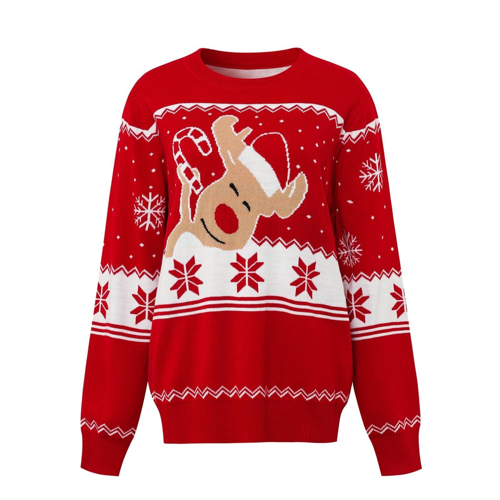 Cartoon Elk Jacquard Pullover Bottoming Sweater