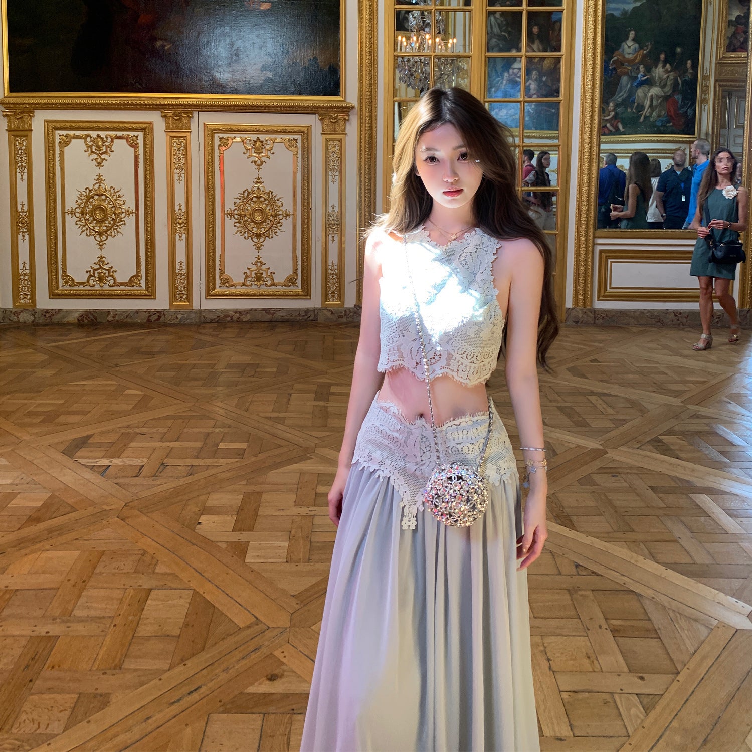 Sweet Exquisite Lace Top Dress Suit Women