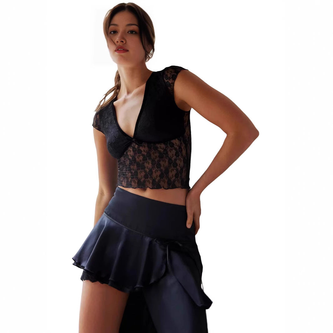 Bow-knot Sexy Short-Sleeve T-Shirt Women's