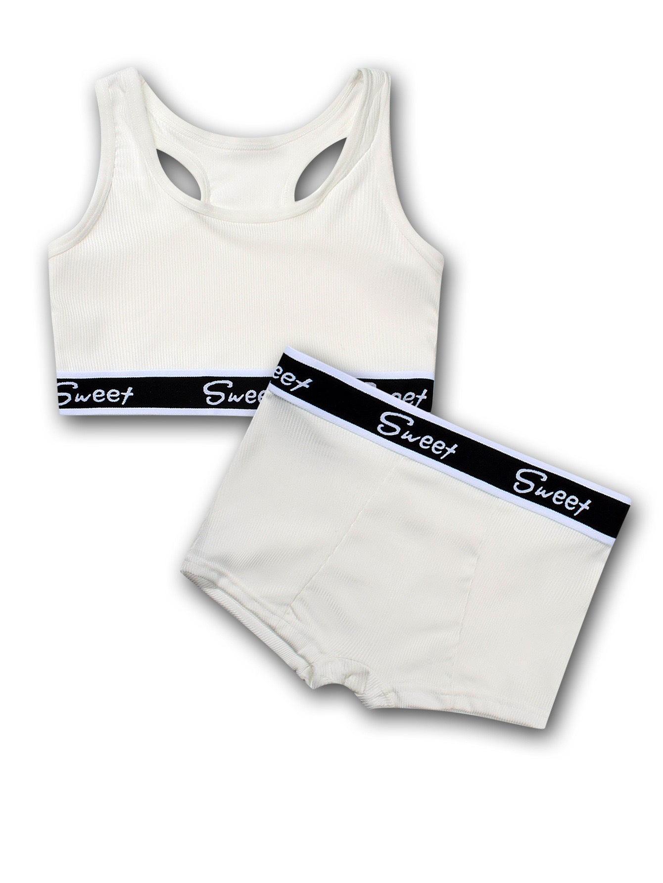 Cotton Wide-brimmed Letters Mid Waist Girl Sports Underwear Suit