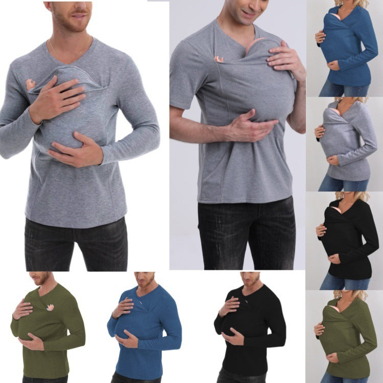 High Quality Kangaroo Dad Multi-functional T-shirt Long Sleeve