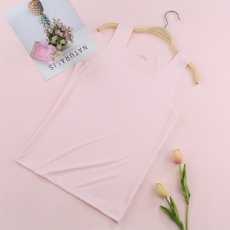 Traceless Vest Women's Summer Milk Silk Round Neck Bottoming Shirt