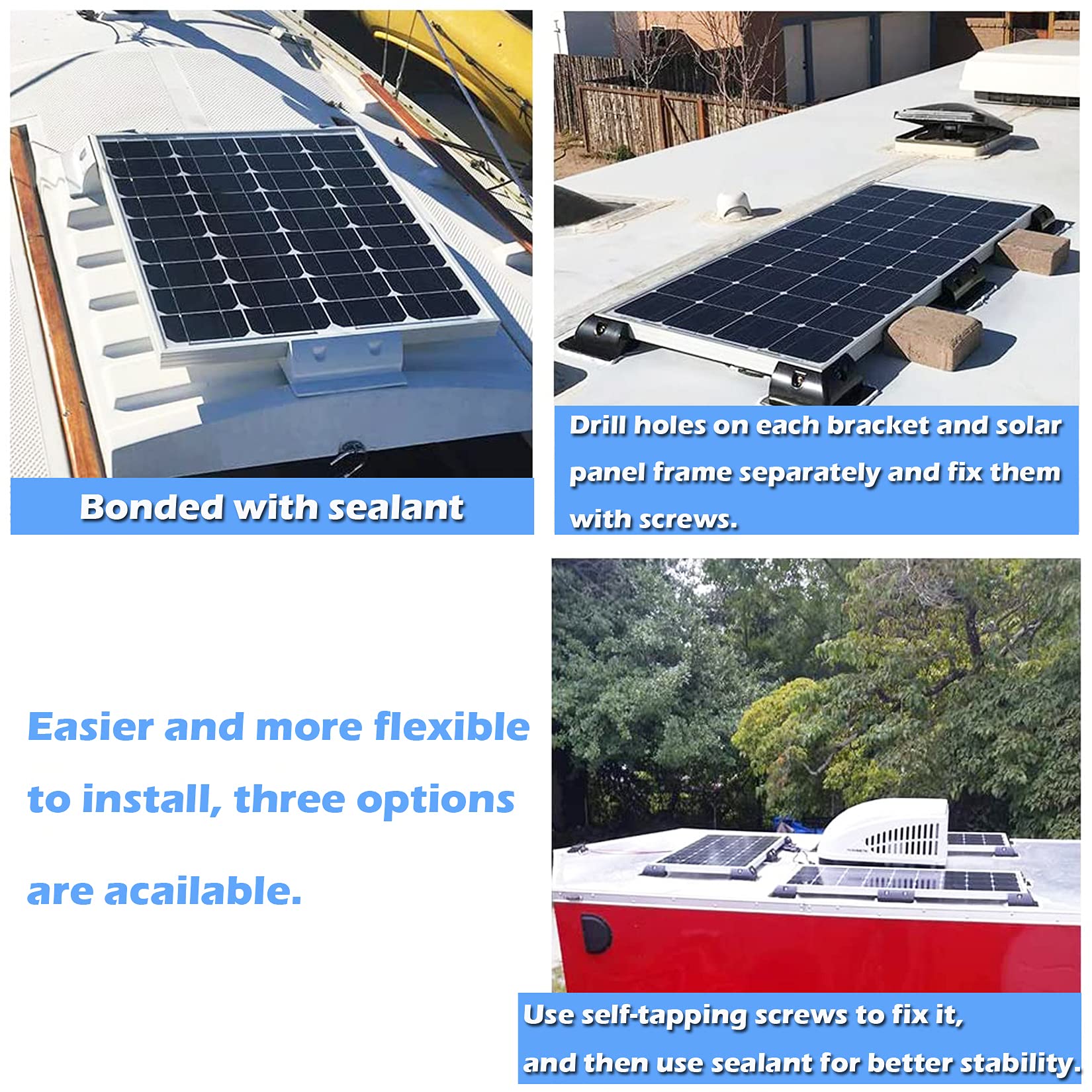 4pcs  Solar Panel Mounting Bracket Kit-Boat Caravan Camper Van RV Roof Mount