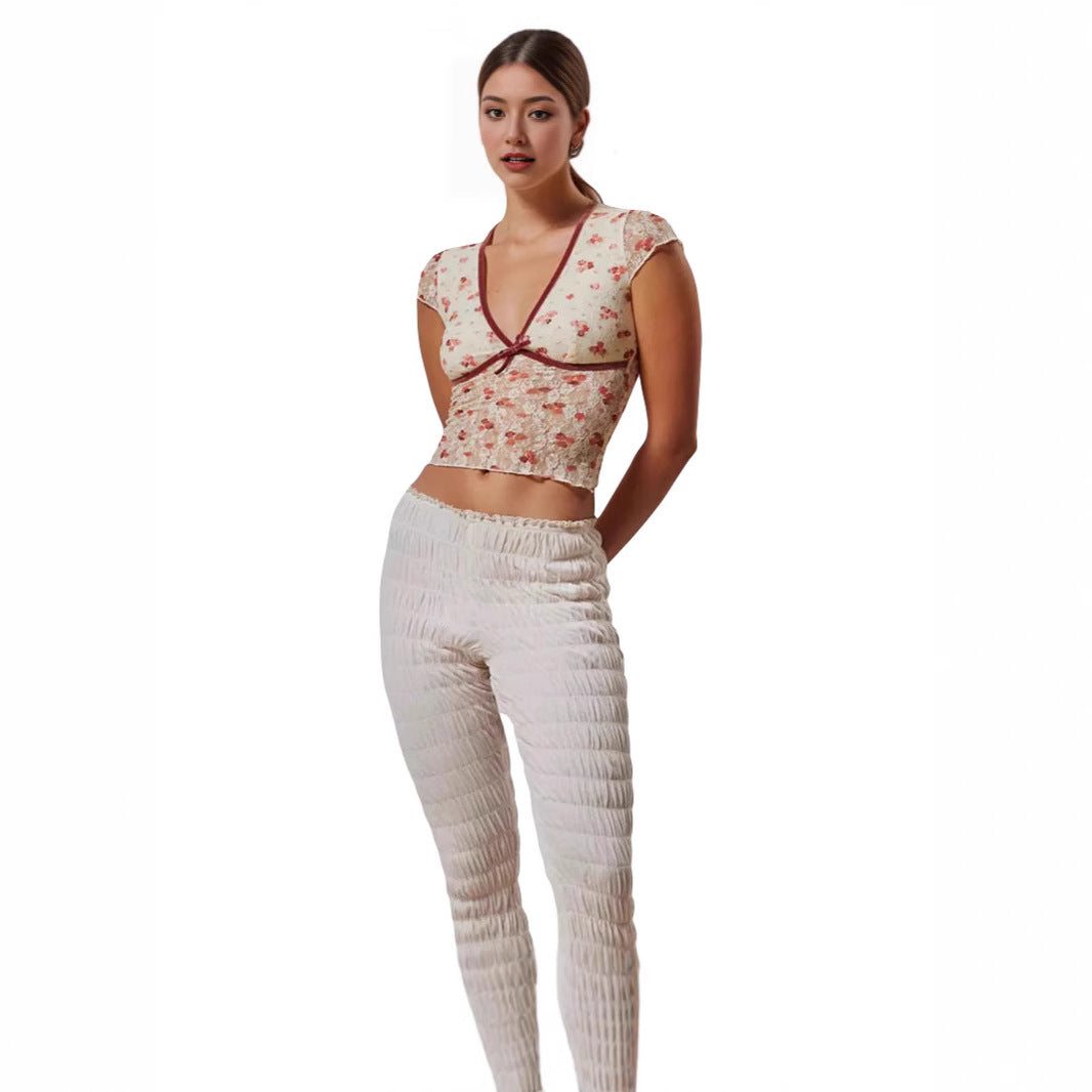 Bow-knot Sexy Short-Sleeve T-Shirt Women's