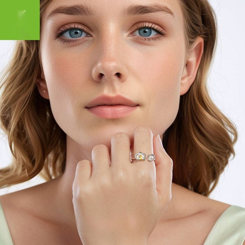 Sterling Silver Phalaenopsis Open Ring Fashion Exquisite And Versatile