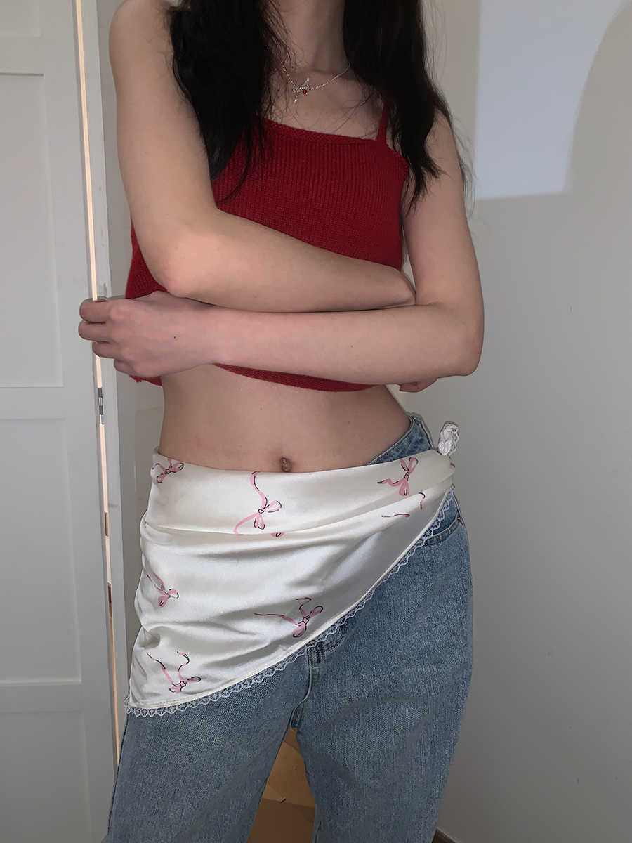 Bow Small Square Towel Women's Thin High-grade Silk Scarf