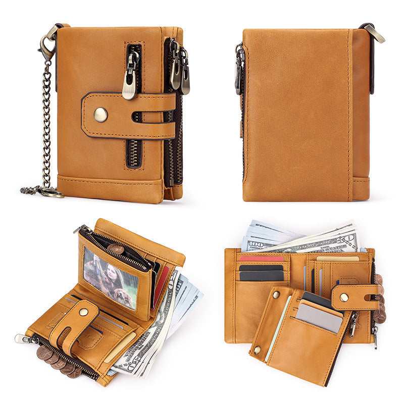 Men's Fashion Personality Tri-fold Multi-color Wallet