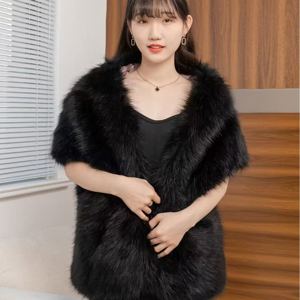 Women's Big Fur Collar Scarf Shawl