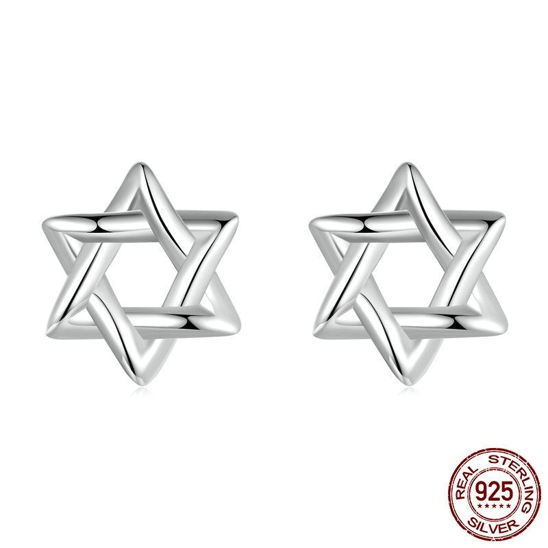 Simple Six-pointed Star Argent Pur Stud Earrings Fashionable All-match S925 Sterling Silver