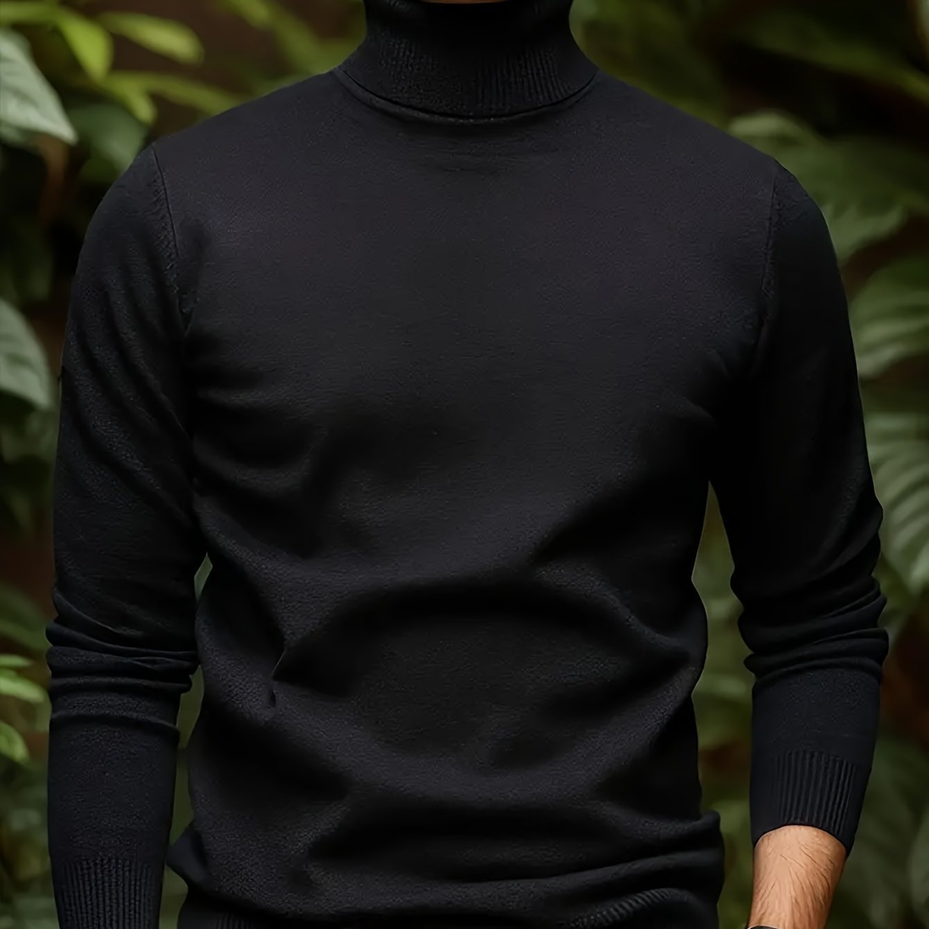 Men's Solid Color Versatile Soft Viscose Turtleneck Sweater