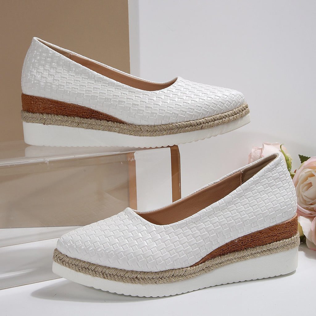 Woven Hemp Rope Muffin Bottom Low-cut Breathable Pointed Women's Pumps