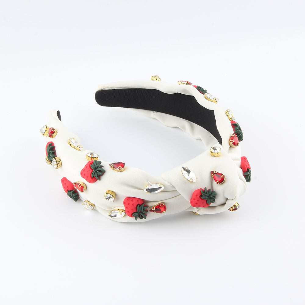 New Fashion European And American Style Green Fabric Knotted Diamond-laid Headband