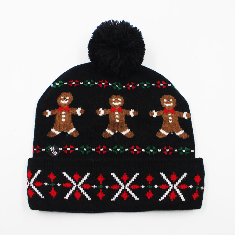 Holiday Party Christmas LED Luminous Knitted Jacquard Knitted Hat