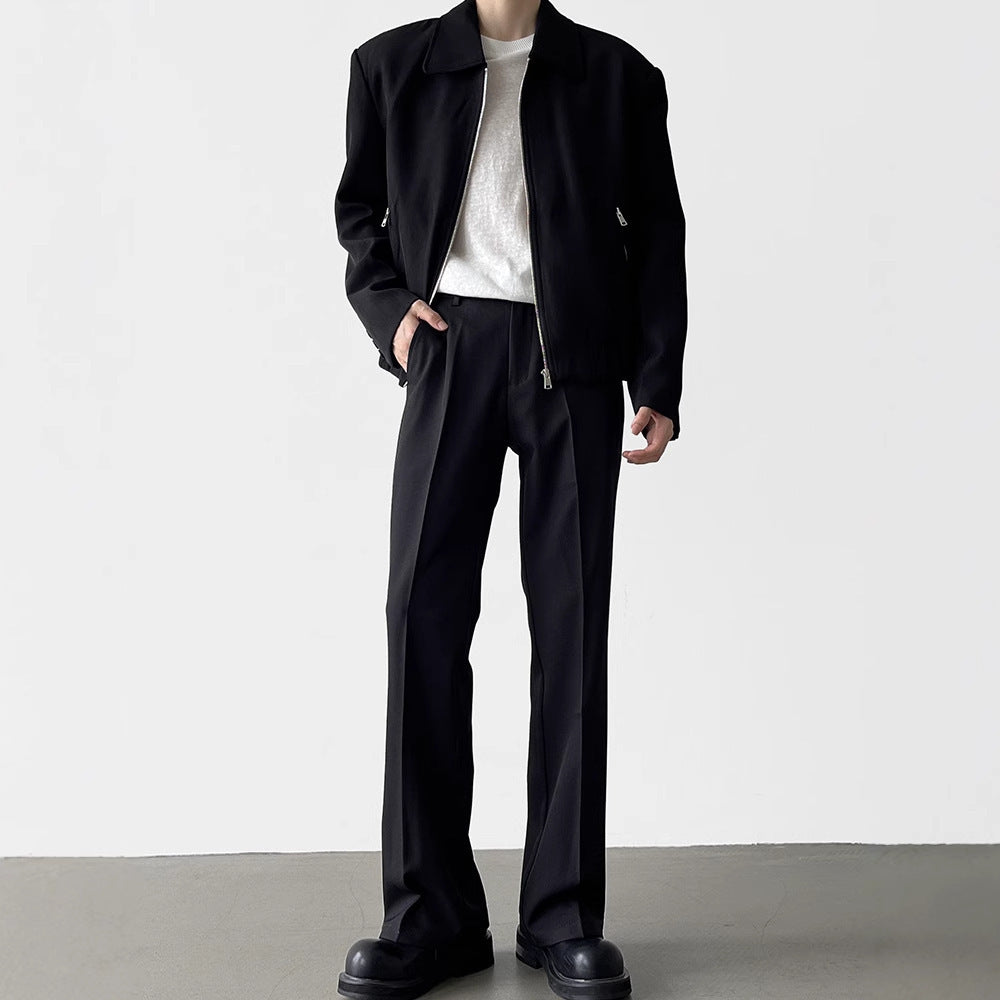Black Straight Anti-wrinkle Suit Pants Thin Casual Trousers