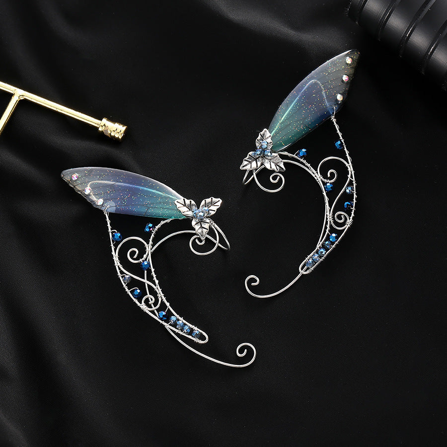 New Design Non-piercing Ear Clip Wings Crystal Earrings