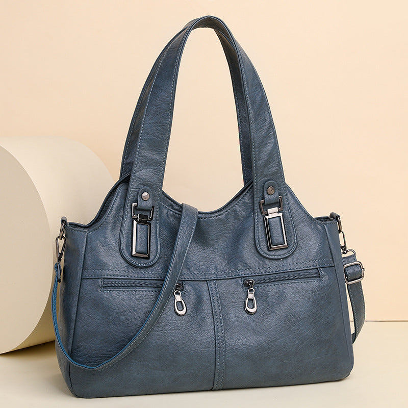 Soft Leather Large Capacity Handbag Fashion Retro Shoulder