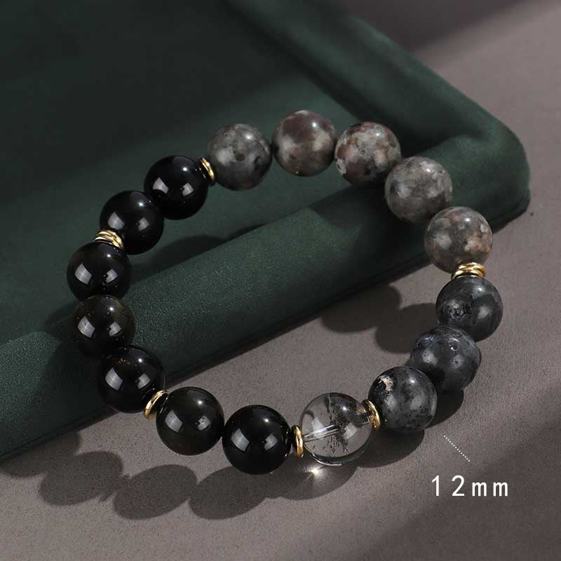 925 Silver Hoop Mantra Yellow Tiger Eyes Black Myth Wukong Men And Women Bracelet