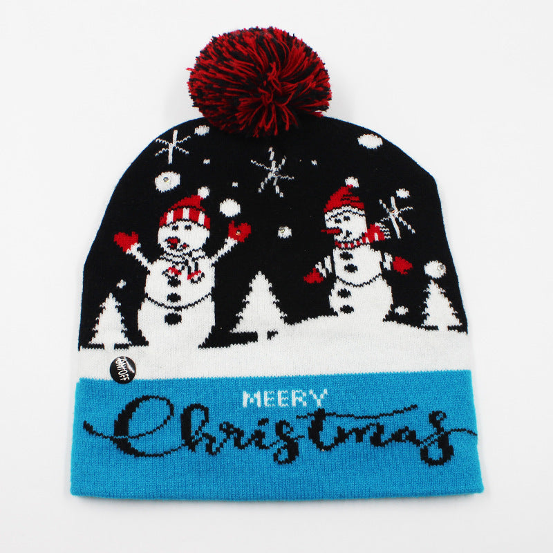 Holiday Party Christmas LED Luminous Knitted Jacquard Knitted Hat
