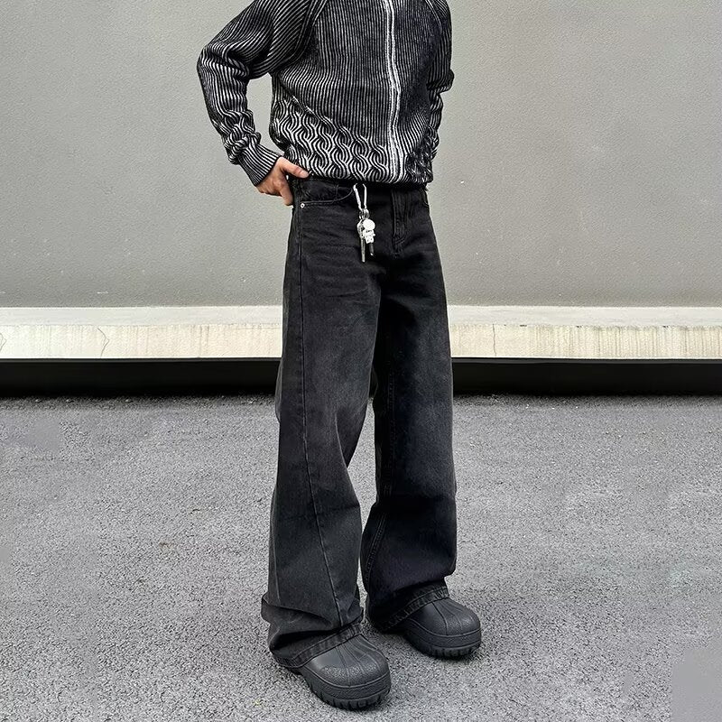 Spring And Autumn Mid-waist Regular American High Street Twill Fabric Retro Patchwork Jeans