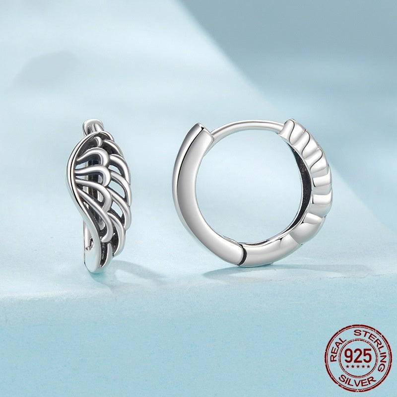 Vintage S925 Sterling Silver Wings Ear Clip Earrings