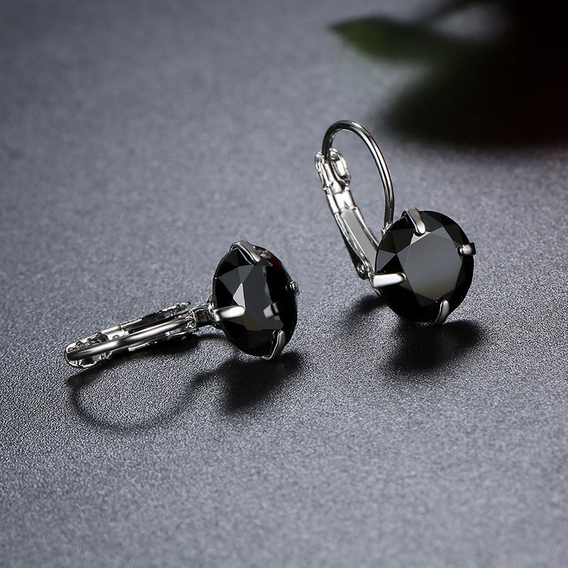 Single Zircon Colorful Ear Clip Simple Fashion Elegant European And American