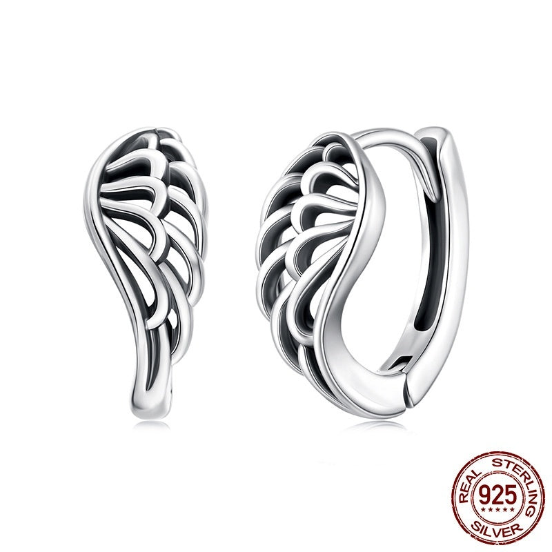 Vintage S925 Sterling Silver Wings Ear Clip Earrings