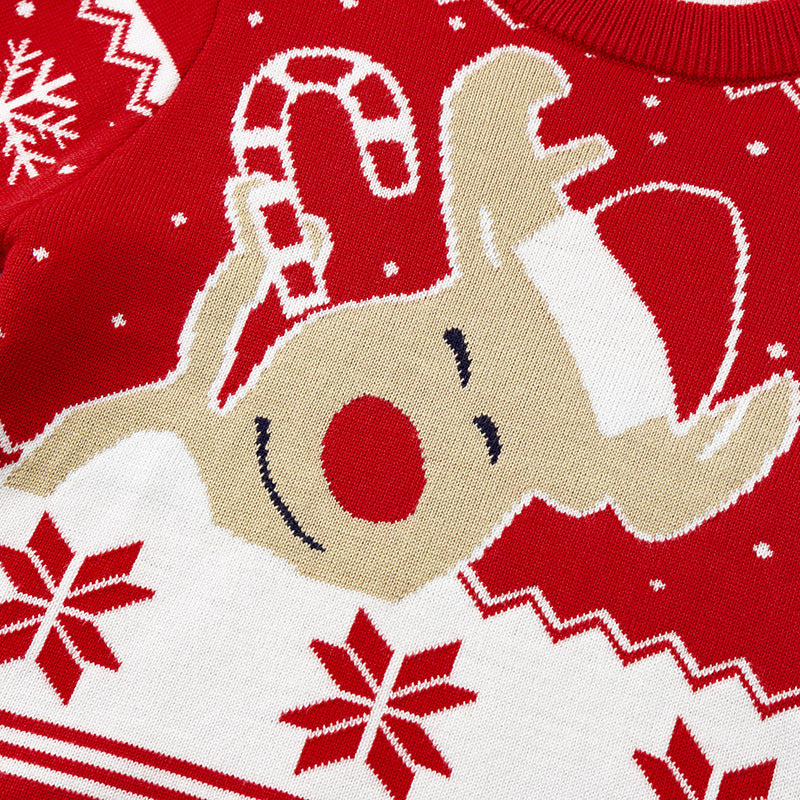 Cartoon Elk Jacquard Pullover Bottoming Sweater