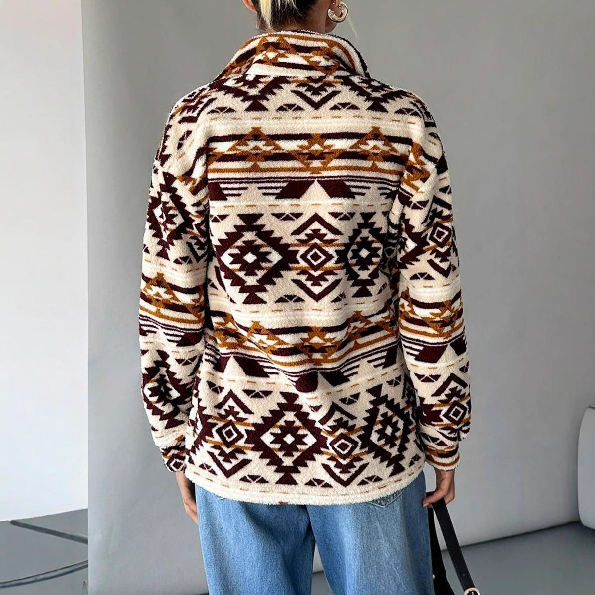 New Women's Plush Printed Jacket Coat