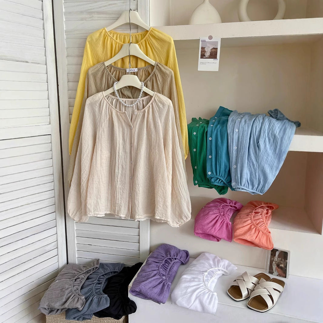 Summer Cotton-Linen Sun-Protective Shirt For Women