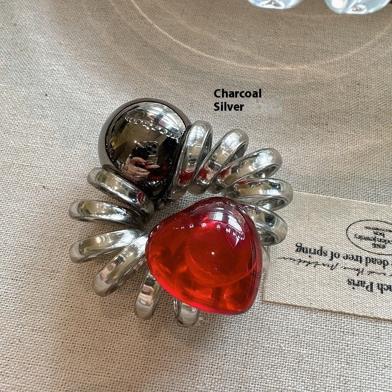 Simple Graceful Red Love Phone Line Hair Ring