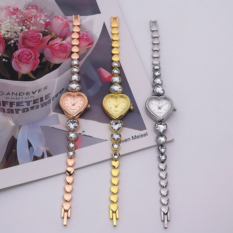 Women's Heart-shaped Diamond Watch Minority Fashion Love Women's Quartz Watch