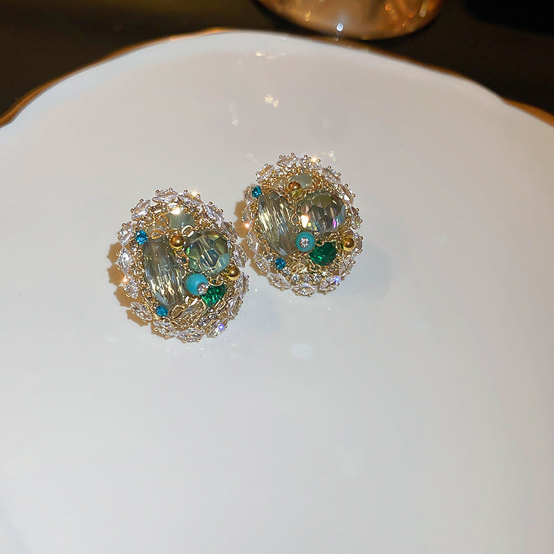 Retro Diamonds Crystal Flower Earrings