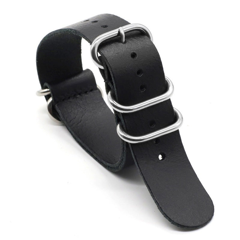 Five-Ring Cowhide Burst Crack Crazy Horse Oil Strap