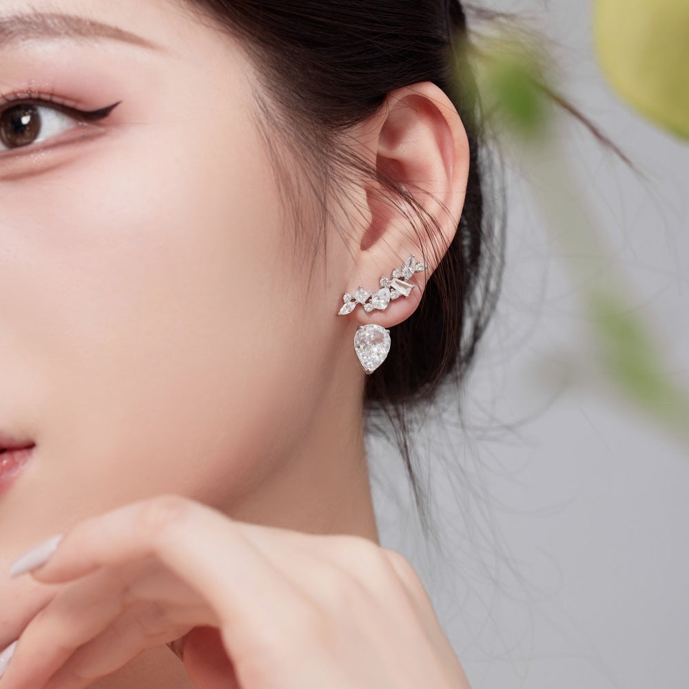 S925 Sterling Silver Necklace Women's Inlaid Zircon Pendant