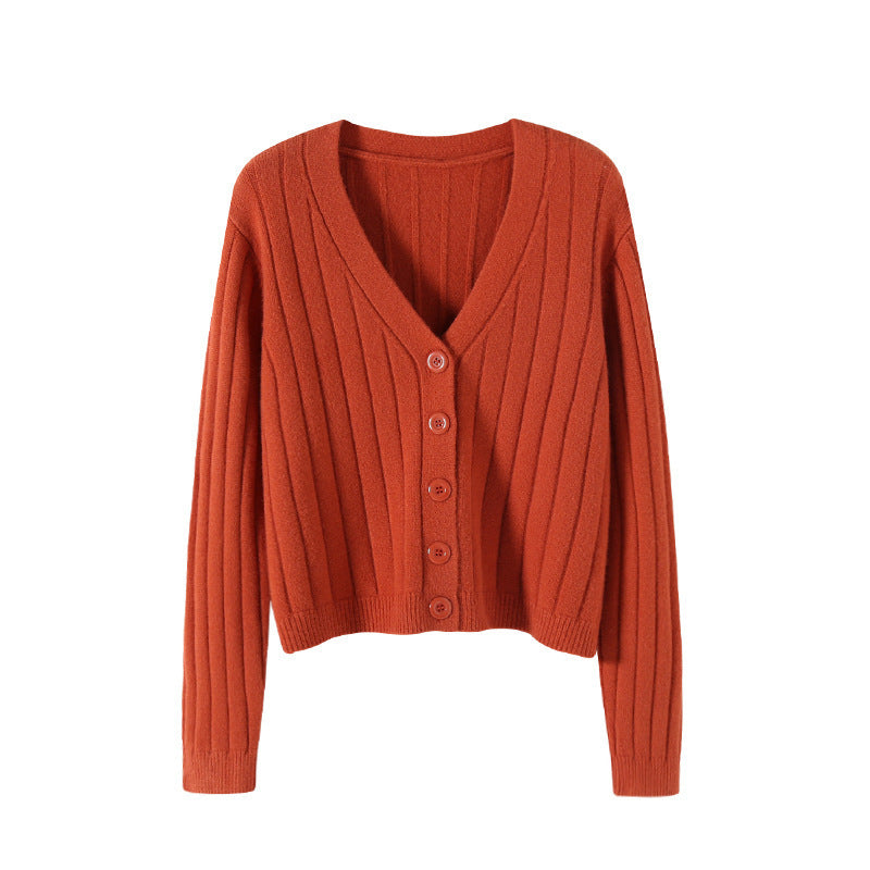 V-neck Sweater Sweater Thin Cardigan Jacket Top For Women