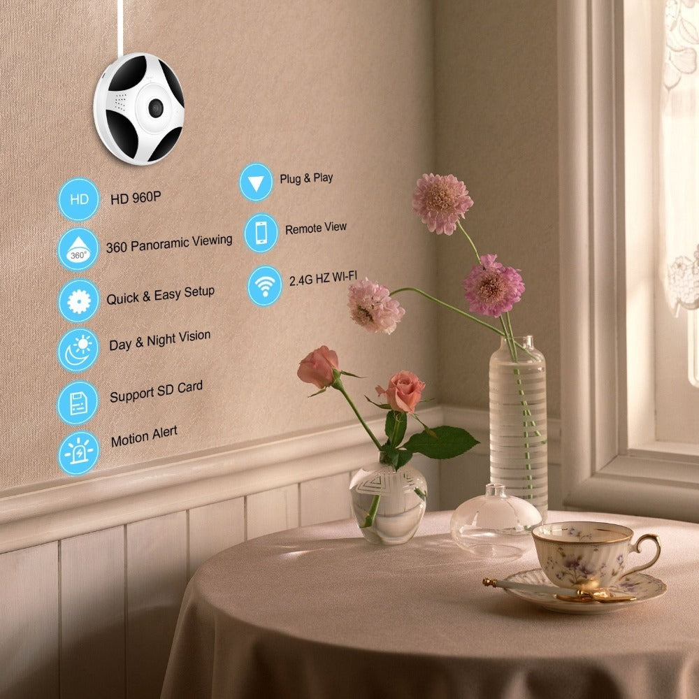 360 Panoramic Camera Full View Audio WIFI IR 1.3MP 2MP 3MP Fisheye Wireless Smart 1080P HD Night