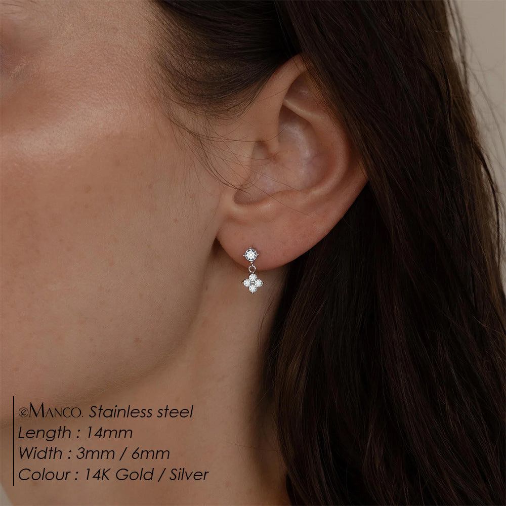 Women's Simple Fashion Zircon Flower Earrings