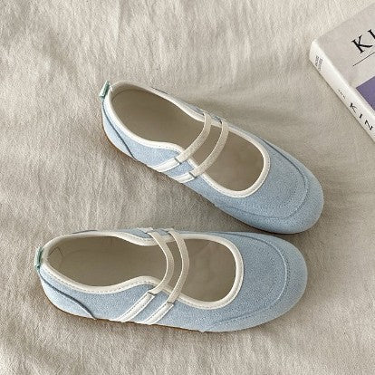 Double Drawstring Retro Round Toe Flat Bottom Shallow Mouth Casual Shoes