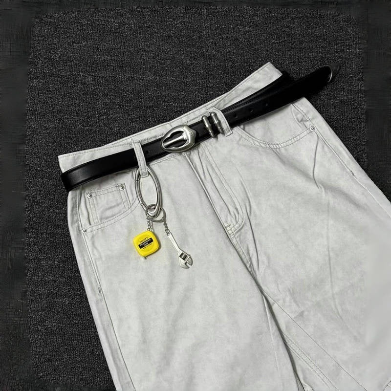 Bullet Retro Silver Buckle With Denim Belt