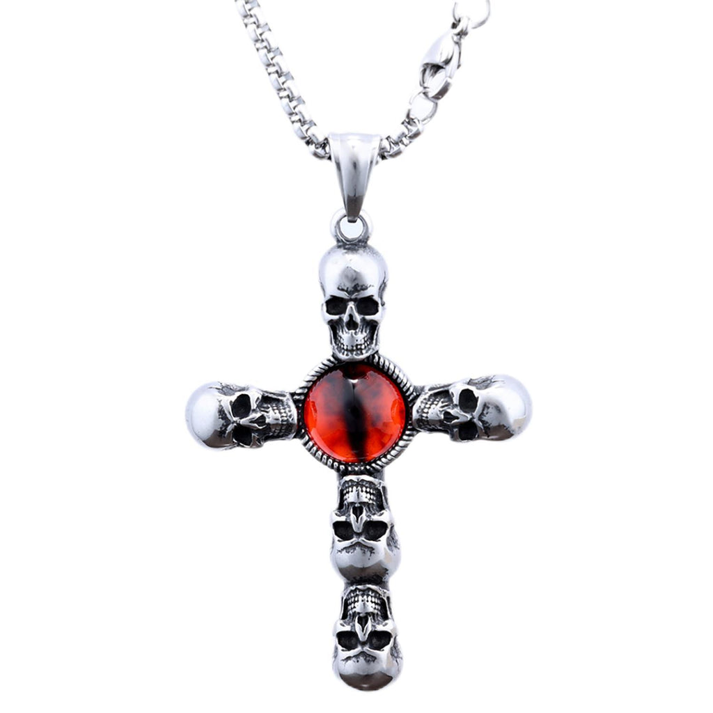 Skull Red Eye Cross Polished Men's And Women's Pendants