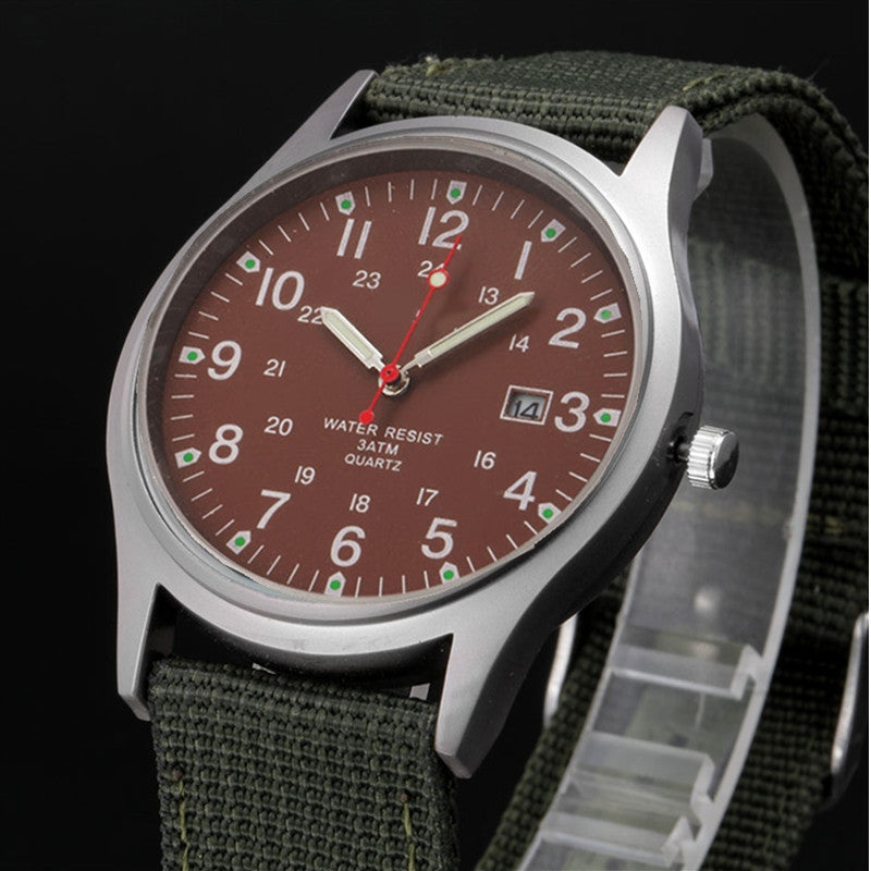 Watches Fabric Band Military Calendar Army Clock