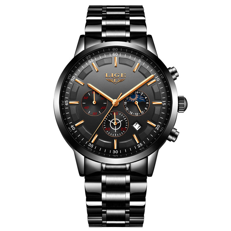 Men's Fashion Waterproof Moon Quartz Business Sports Watch