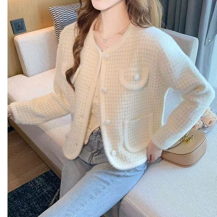 AutumnWinter New Arrival French Chic Mink Fur High-End Elegant Knitted Cardigan